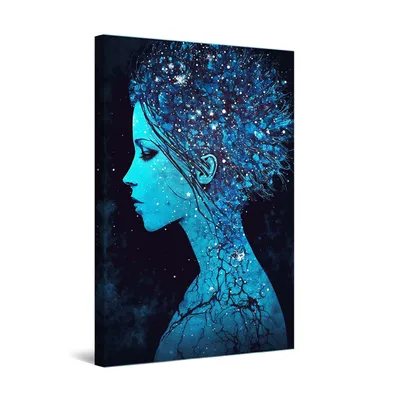Obrázek produktu pro Startonight obrázků tyrkysová abstraktní žena světlo, abstraktní obrazy na plátně moderní, portrét nástěnné obrazy 60 x 90 cm, den noc obraz