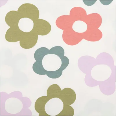 Produktbild von Jersey Stoff Meterware Baumwolljersey Blüten wollweiß bunt 150cm