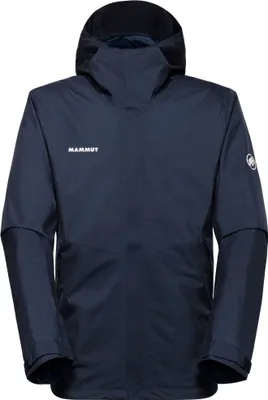 Hardshelljacke "Alto HS Hooded Jacket" von Mammut in Dunkelblau; mit Kapuze und Logo auf der Brust.