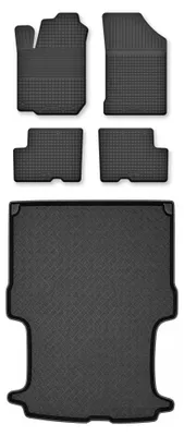 Productafbeelding van Rubberen automatten + kofferbakmat voor Dacia Logan II vanaf 2012 – 3-delig, zwart, op maat – Wielganizator Semi-Universal