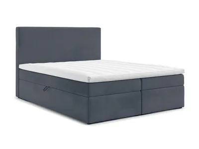 Image de AX LIVING Lit boxspring 160x200 Kilve gris foncé avec sommier Topper