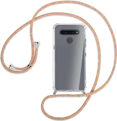 Produktbild von Handykette Backcover-Schutzhülle mit Band (Metall silberfarben) für LG K41S LM-K410 - Rainbow