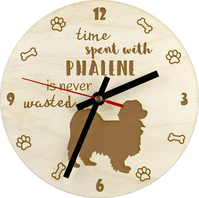 Zdjęcie produktu dla Papillon, Spaniel Kontynentalny II - zegar z psem, drewniany zegar z grawerem, personalizowany zegar marki Art-Dog