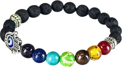 Produktbild von Chakra-Armband mit Detail von Hand of Fatima