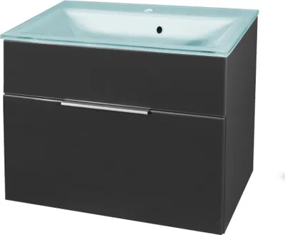 Produktbild von Fackelmann KARA Badmöbel Set 2-teilig 80cm, Anthrazit, Glas Mint, 1 Schublade