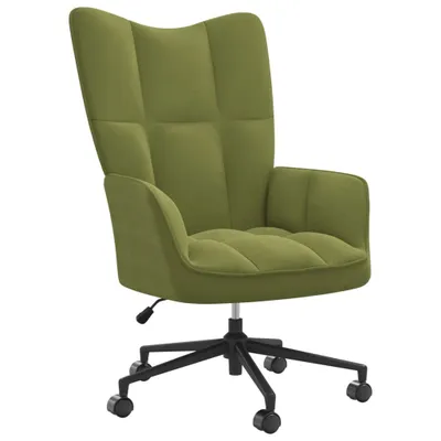 Produktbild von Hellgrüner Relaxsessel Samt, höhenverstellbar, drehbar, mit Rollen, Kreuzfuß, Quadraten-Design