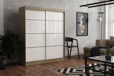 Produktbild von Kleiderschrank JULY SONOMA 180 cm – Schiebetüren, Kleiderstange & Regalböden – Moderner Schrank für Schlafzimmer & Gästezimmer