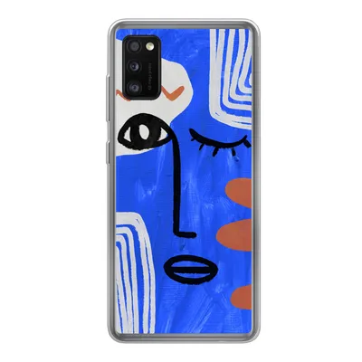 Produktbild von MuchoWow® Handyhülle Schutzhülle Hülle für Samsung Galaxy A41 Gesicht - Blau - Abstrakt Silikon Softcase Handy Hülle - Mobiltelefon