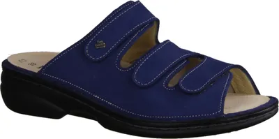 Produktbild von Finn Comfort Cisano Damenschuhe, Pantolette, Leder, Atoll, Stretcheinsatz - Damenschuhe Pantolette / Zehentrenner, Blau, leder (nubu/stretchbali)