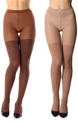 Produktbild von 2er Pack Damen Strumpfhose aus Baumwolle BLV-1116 (Beige/Braun, L) .