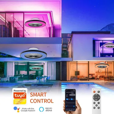 Obrázok produktu pre Moderné LED stropné svietidlo s ventilátorom, RGB stropný ventilátor s osvetlením, 6 rýchlostí ventilátora, plynule nastaviteľné osvetlenie vhodné do obývačky a spálne