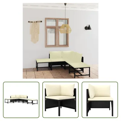 Produktbild von The Living Store 6-tlg. Garten-Lounge-Set mit Kissen Poly Rattan Schwarz