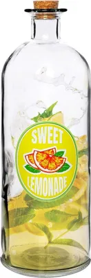 Produktbild von Vilde Glasflasche Trinkflasche Flasche für Limonade mit Korken Korkstopfen 1 L