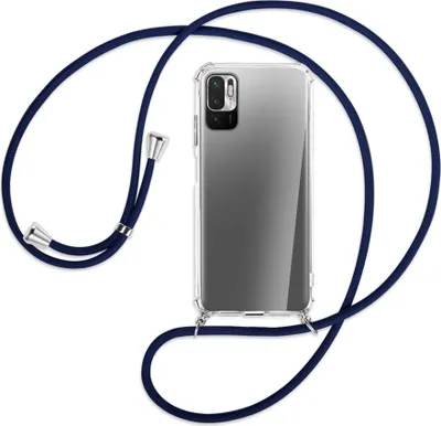 Produktbild von Handykette Backcover-Schutzhülle mit Band (Metall silberfarben) für Xiaomi Redmi Note 10 5G - dunkelblau