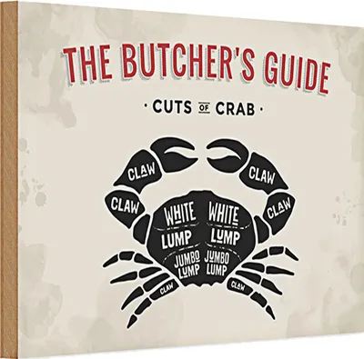 Produktbild von Holzschild Krabben 30x20cm cuts of crub Fisch
