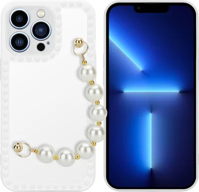 Obrázek produktu pro Cadorabo Pouzdro pro Apple iPhone 13 PRO Ochranné pouzdro v bílé barvě Kryt na mobilní telefon TPU kryt Řetízek na zápěstí