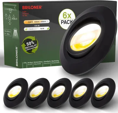 Produktbild von 6er Set LED Einbaustrahler 230V LED Einbauleuchten Spots schwenkbar CTS Ra90
