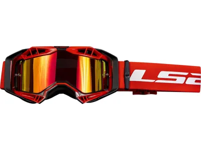 Produktbild von LS2 AURA PRO Motocrossmaske Schwarz Rot mit Iridium-Glas