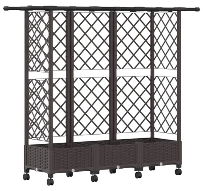 Obrázok produktu pre VidaXL Vyvýšený záhon s mriežkou na popínavé rastliny a strechou, hnedý, 164 x 40 x 127 cm, PP