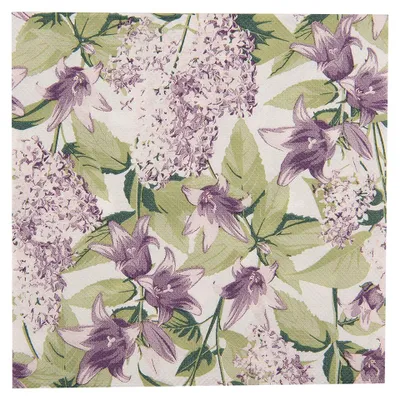 Obrázek produktu pro Clayre & Eef ubrousky papírové sada 20 ks 33x33 cm bílé fialové papírové květiny