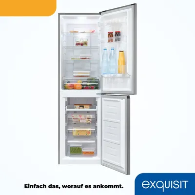 Produktbild von Exquisit Kühl-Gefrierkombination KGC265-70-NF-040D inoxlook | No Frost | Nutzinhalt: 253 L | Temperaturregelung