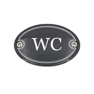 Produktbild von Emaille Türschild WC oval 7x10 cm Schild Emailschild Vintage Metallschild - Blechschild - Küchendeko - Deko Retro Wandschild (Dunkelgrau)