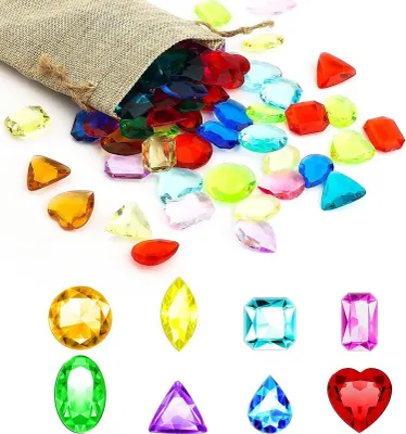 Produktbild von Acryl Diamanten Kinder 64 Stück Bunt Transparent Hochzeit Vasen Tischdeko