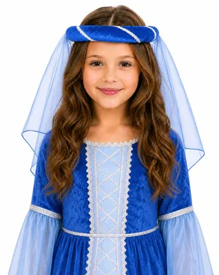 Produktbild von Mittelalter Haarband "Helena" mit Schleier für Mädchen | Blau
