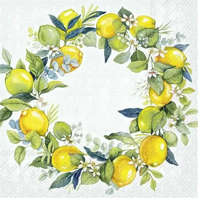 Produktbild von Servietten 33x33 cm - LEMON WREATH mint