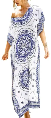 Imagen del producto de Solidchoice - Kimono de playa azul celeste con cuello en V y mangas amplias