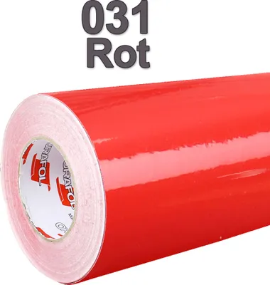 Produktbild von (5,60€/m²) Oracal® Möbelfolie 031 Rot Glanz 31,5 cm Breite Laufmeterware selbstklebende Folie Plotterfolie Klebe Folie Oracal 621 Küchenfolie