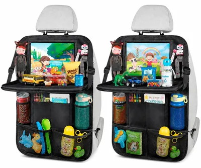 Produktbild von 2 Stück Rückenlehnenschutz Auto Kinder mit 10 Zoll Tablet-Tasche, 600D Oxford St