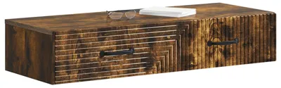 Image de vidaXL Table d'appoint murale en bois d'ingénierie chêne fumé