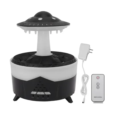 Produktbild von Luftbefeuchter,Regenwolken-Luftbefeuchter mit Aromatherapie,7 Farben LED-Nachtlicht,Regengeräusche für besseren Schlaf,Fernbedienung,Diffusor,schwarz