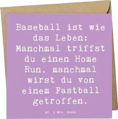 Produktbild von Mr. & Mrs. Panda Grußkarte Spruch Baseball Leben - Lavendeltraum - Geschenk, Klappkarte, Fans, anlasskarte, Sportler, Sport, Sportart, Teamsport, Geschenke, Leidenschaft