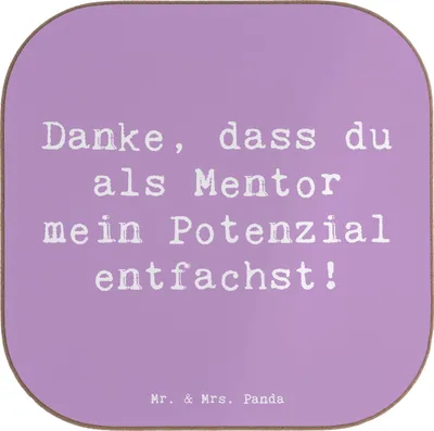 Produktbild von Mr. & Mrs. Panda Tischuntersetzer Spruch Mentor Potenzial - Lavendeltraum - Geschenk, Holzuntersetzer, Dankbarkeit, Tischschoner, besondere Momente, Weisheit, Danke
