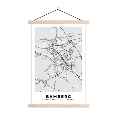 Produktbild von MuchoWow® Textilposter Karte - Bamberg - Deutschland - Karte - Stadtplan 60x90 cm mit holzfarbenen Rahmen - Textil