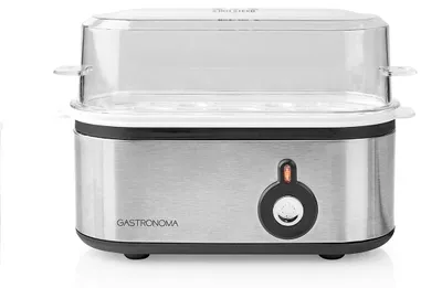 Produktbild von Gastronoma 18270101 - Elektrischer Eierkocher für 3 Eier mit Trockengehschutz - Für weich, mittel und hart gekochte Eier - Schwarz/Edelstahl