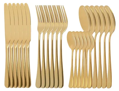 Image de Set de couverts en acier inoxydable 24 pièces avec finition miroir