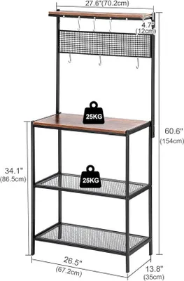 Produktbild von Famanu Küchenregal 3-lagig - 35 x 70 x 154 cm
