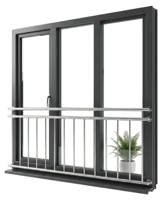 Produktbild von Mucola Balkongeländer SilberFranzösischer Balkon Stabgeländer Fenstergitter Treppengeländer Balkongitter Fenster - 184 cm