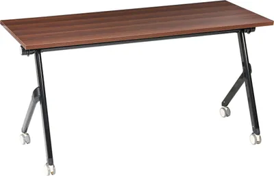 Produktbild von BELIANI Schreibtisch Dunkelbraun u. Schwarz 160 x 60 cm Klappbar Faltbar mit Rollen Mobil Bürotisch für Homeoffice Büro Modernes Design