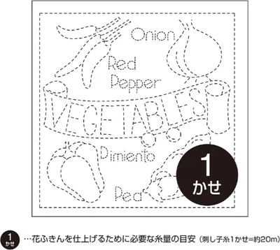 Obrázok produktu pre Olympus Sashiko Sampler (len látka) "Hana Fukin (Biela) Zelenina", potlačená látka, 34x34cm, originál z Japonska