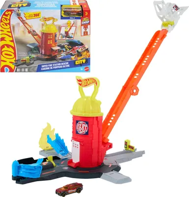 Immagine prodotto di Mattel Hot Wheels City Super Caserma dei pompieri