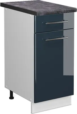 Produktbild von Küchenunterschrank Vicco Fame-Line Dunkelblau Hochglanz 40 cm , AP Anthrazit, Model 49559