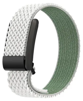 Produktbild von Fitnessarmband - Elastisches Ersatzarmband - Nylon - Atmungsaktiv - Unisex - Weiß mit Grün