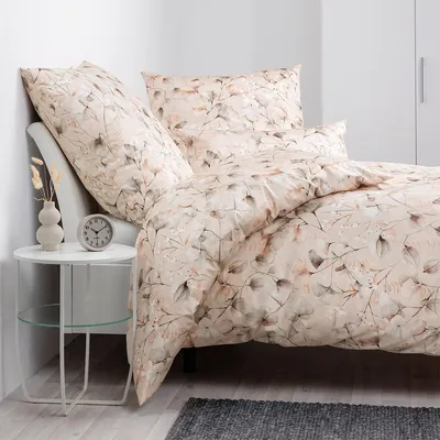 Produktbild von Janine Interlock Feinjersey Bettwäsche Carmen S in 155x220 + 80x80 cm 55122-07 natur mocha silber