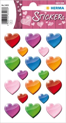 Produktbild von Herma Sticker DECOR Love Bunte Herzen 3 Bl 4008705034036