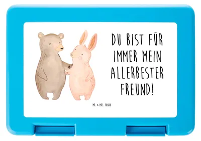Produktbild von Mr. & Mrs. Panda Bento Box Bär und Hase Umarmen - Weiß - Geschenk, Freunde, Freundin, Schulbrotdose, Lunchbox, Bentobox, für Immer, Lebensmittel Aufbewahrungsbox, BFF