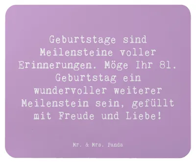 Produktbild von Mr. & Mrs. Panda Mouse Pad Spruch 81. Geburtstag Meilenstein - Lavendeltraum - Geschenk, Lebensjahre, Geburtstagsgeschenk, Jubilar, Glückwünsche, Mousepad, pc mauspad
